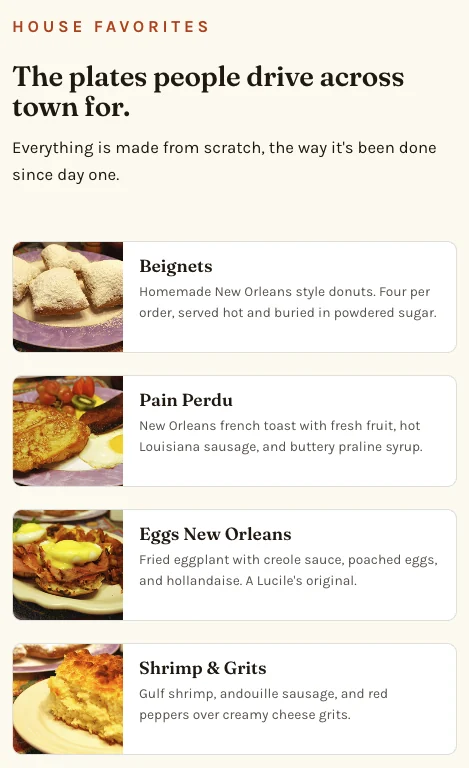 Lucile’s house favorites